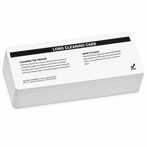 Premium Card Printer Cleaning Kit Features 25 Long And Short Thermal Sleeves To Wipe Grime Off Rollers and The Long Cleaning Card