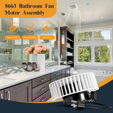 Upgraded Quiet Bathroom Exhaust Fan Motor Replacement for Universal Ceiling Vent Fans in modern bathroom setting