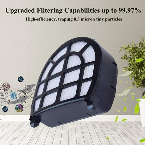Four Pack Foam And Felt Filters 1 Soft Main Brush 2 Pre Motor Filters 2 Post Motor HEPA Filters For LZ600 LZ601 LZ602 LZ602C Apex UpLight Lift Away DuoClean Vacuum Cleaners XFFLZ600 XHFFC600 black post motor HEPA filter with upgraded filtering capabilities
