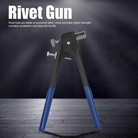 Threaded Nut Rivet Gun For Sheet Metal Aluminum Alloy Flat Head Rivet Nut Set With M3 M4 M5 M6 M8 Sizes tool in dark background