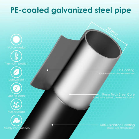 Diagram of PE-coated 25mm galvanized steel pipe for Flat Top Garden Arch Trellis For Climbing Plants Extra Large 11 Ft By 9 Ft