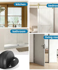 No Fuss Floor Door Stops Adhesive Backed Stainless Steel Black Wall Protectors Rubber Bumper for kitchen, bathroom, bedroom, and living room.