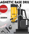 Heavy Duty Portable Magnetic Drill Press For Steel Plate Hole Cutting And Core Drilling with 1400W motor and strong base.
