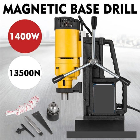 Heavy Duty Portable Magnetic Drill Press For Steel Plate Hole Cutting And Core Drilling with 1400W motor and strong base.