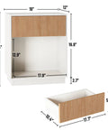 Fluted Nightstands Set Of 2 Dope Modern Bedside Tables With Drawer And Storage Shelf White Oak Finish dimensions shown.