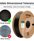 PLA Basic Filament 1.75mm For Fast Printing On High Speed 3D Printers 1kg Black Spool showcasing neat winding