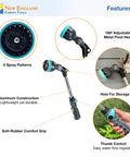 18 Inch Heavy Duty Metal Watering Wand With Nine Spray Patterns and 180 Degree Head, Thumb Flow Control, Comfort Grip