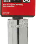 SAE Deep Socket, Three Eighths Inch Drive, Three Quarters Inch, Six Point, Chrome Finish, packaging with size markings