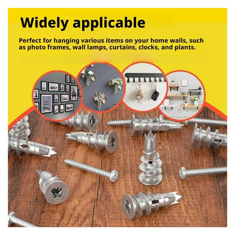 120 Piece Zinc Alloy Drywall Anchor Kit With 60 Self Drilling Anchors And 60 Expansion Screws For Drywall Hollow Brick And Lightweight Partition Walls No Pre Drilling Fast Installation For Diyers, zinc anchors and screws on wood