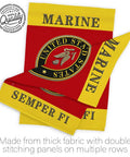 Semper Fi Two Sided Garden Flag For Lawn And House Decor 13 By 18.5 Inches Weatherproof Polyester Banner For Marine Corps Veterans Made In USA Two Sided Print Fade Resistant with Marine Corps emblem.