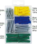 Self-Drilling Ribbed Drywall Anchors With Screws Kit 66Pcs For Quick, Strong Mounts No Pre Drill Needed With Yellow Zinc-Plated Steel Construction For Home Projects And DIY Fixes, assorted anchors and pan screws in case