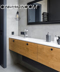 Modern bathroom with wooden cabinets using 20 Pack Self Adhesive Cabinet Knobs Mini Pull Handles For Cabinets Drawers Wardrobes And Windows