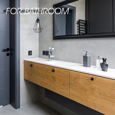 Modern bathroom with wooden cabinets using 20 Pack Self Adhesive Cabinet Knobs Mini Pull Handles For Cabinets Drawers Wardrobes And Windows