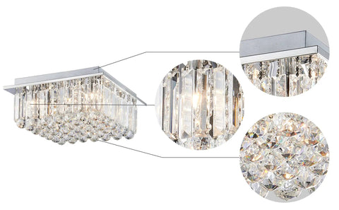Raindrop Crystal Chandelier With Chrome Finish Modern Flush Mount Ceiling Light for Living Room Eight G9 Sockets Detail View