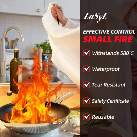 Emergency Fire Blanket 40 By 40 Inches Pack Of 6 For Home Safety Kitchen Camping And Hurricane Prep Oxygen Blocking Fire Suppression Blanket For Mess Free Fire Control used on kitchen stove fire.