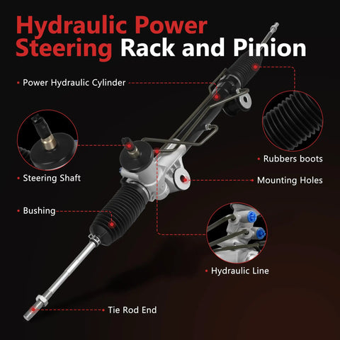 Diagram of Hydraulic Power Steering Rack And Pinion Assembly with labeled parts for Chevy Silverado 1999-2006 RWD LHD.