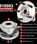 Front Wheel Bearing Hub Assembly For 1995 2001 Explorer, Sport Trac, Ranger, Mazda with specifications