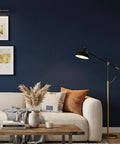 Navy Blue Peel And Stick Wallpaper Matte Finish Self-Adhesive Vinyl Contact Paper For Walls in living room with sofa and lamp