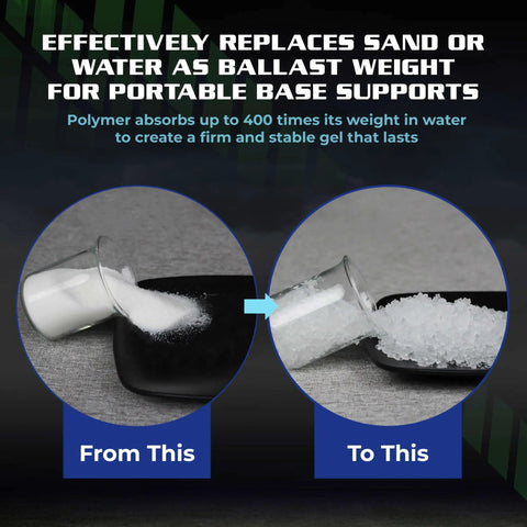 Powder transforming into gel for Ballast Gel For Basketball Hoops And Sign Bases, Replaces Sand Or Water In Portable Outdoor Setup