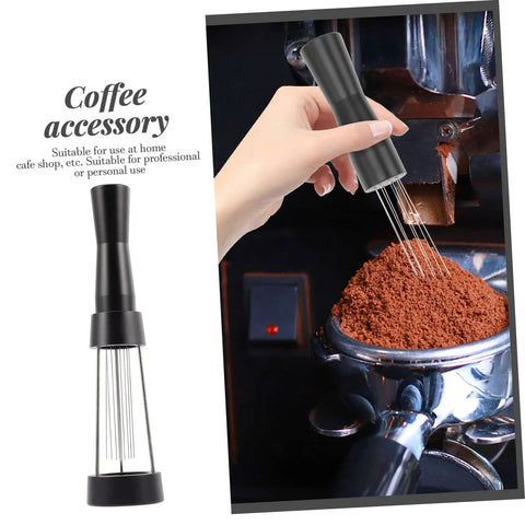 Game Changer 3 Piece Espresso Coffee Powder Stirrer Set Heavy Duty Stainless Steel Wands And Precision Needles in use for coffee mixing.