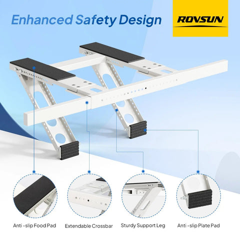 No Drill Window AC Bracket For Easy 3 Minute Install Heavy Duty Steel Construction Supports Up To 220 Lbs Fits Most Single And Double Hung Windows Keeps Your Window AC Secure Level And Stable enhanced safety design