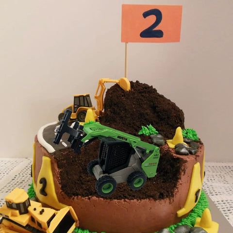 Durable Skid Steer Loader 3 In 1 Diecast Metal Construction Truck With Forklift on chocolate cake with construction theme