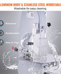 Beast 1500W Stainless Steel Meat Bandsaw For Home Butchering with water for easy cleaning, aluminum body, and worktable.