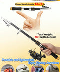 6.89 Foot Carbon Fiber Telescopic Fishing Rod And Spinning Reel Combo For Newbie Anglers, lightweight and easy to carry