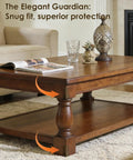 Built Like A Tank Solid Brass Wall Corner Guards Heavy Duty Bronze Baseboard Edge Protectors Rust Resistant Furniture Scuff Shields 16 Pack Quick Install Hardware Included shown on a wooden coffee table corner.