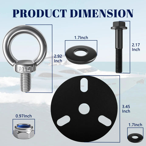Outboard Engine Lifter Ring Tool With Adapter And Ring for Evinrude Johnson BRP ETEC, detailed dimensions of components
