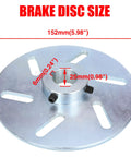 Heavy Duty 6 Inch Mechanical Brake Disc Rotor One Inch Bore Quarter Inch Keyway For Manco ASW Buggies measurements with size scale.