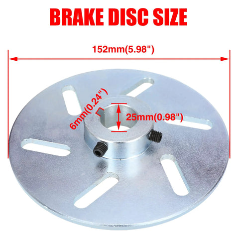 Heavy Duty 6 Inch Mechanical Brake Disc Rotor One Inch Bore Quarter Inch Keyway For Manco ASW Buggies measurements with size scale.