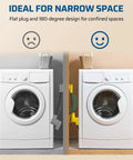 Side-by-side image of a washer with and without the 4 Prong To 3 Prong Dryer Plug Adapter, showing space-saving benefits.