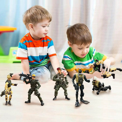 Six Pack Army Men Action Figures Playset With Realistic Gear And Weapons Detachable Soldiers SWAT Team Educational Military Toys For Boys Aged 4 To 7 Great Easter Gift And Role Play Set