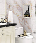 Bathroom with 36 Inch By 197 Inch Gold Marble Countertop Contact Paper Waterproof Vinyl Marble Wallpaper Peel And Stick