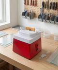 Sleek Compact Electric Grinding Machine And Polisher Shaper With Vertical Spindle for hobby work on a wooden table.