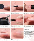 Step-by-step poly gel application from Poly Gel Nail Kit With UV Light Starter Kit For Beginners 6 Pcs Builder Gel Extension Set