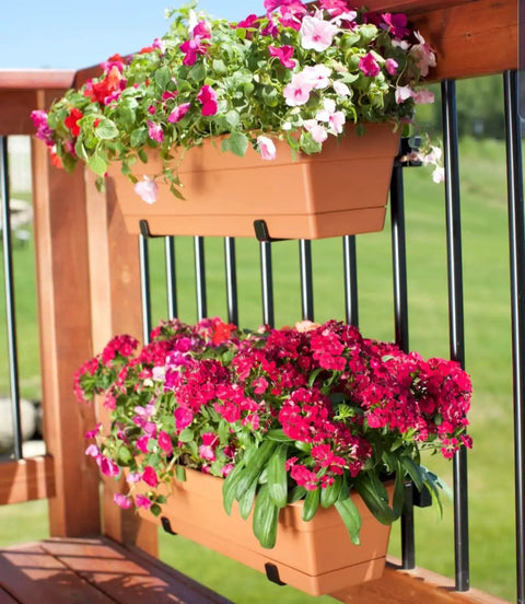 Adjustable Planter Box Mounting Hardware For Vertical Spindled Deck Railings 16 Inch Clamp Brackets Portable Flexible Holder For Balcony And Patio Garden Boxes Easy To Move Multi Function Plant Box Support