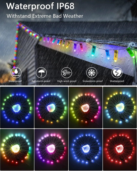 Individually Addressable WS2811 12mm Diffused Full Color Bullet LED Pixels Dope Pixel Set IP68 Waterproof on house eaves