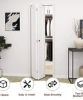 36 Inch By 80 Inch Bifold Barn Door With Hardware Kit White Primed Single Panel Shaker Style Interior Door installed in closet