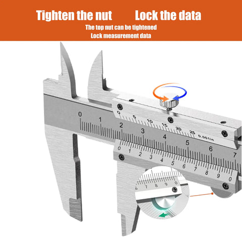 Pro Grade 12 Inch Vernier Caliper Stainless Steel Measuring Tool with thumb screw mechanism to lock measurements