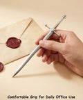 Dope Vintage Sword Letter Opener With Silver Finish And Ergonomic Grip held in hand next to sealed envelopes