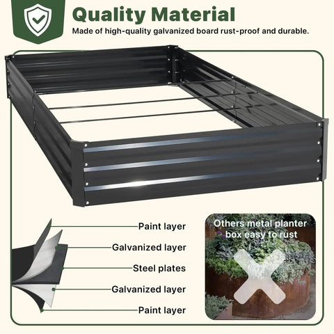 Galvanized Raised Garden Bed With Trellis, 6 By 3 By 1 Ft, Two Pack Outdoor Garden Beds For Vegetables, Herbs And Flowers, Upgraded 4 By 3 Support, Black, Holds About 18 Cu Ft Of Soil 135 Gallons, showcasing durable galvanized material.