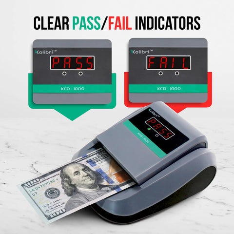 On The Go Portable Four Way Orientation Counterfeit Money Detector With Magnetic And Infrared Scanners Easy Pass Fail Indicator