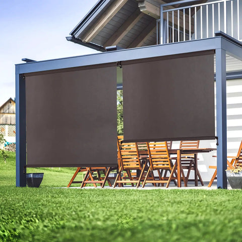 Universal Bungee Kit With End Caps And Mounting Brackets For Exterior And Interior Sun Shades And Roller Blinds Brown 2 Pack Easy Install No Fuss Includes 4 Stainless Steel Screws And 4 Plastic Anchors Keeps Shades From Blowing Away