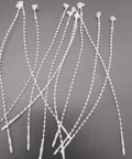 Top Shelf 7 Inch White Security Beaded Loop Ties with Extra Durable Metal Pin, clear plastic ties for retail use.