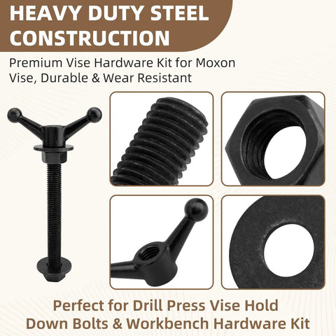 Shop Ready Bench Vise Hardware Kit With Eight Inch Threaded Rods Cast Knobs And Steel Nuts For Garage Tough Woodworking Upgrades No Sweat Install For Heavy Duty Clamping Jobs