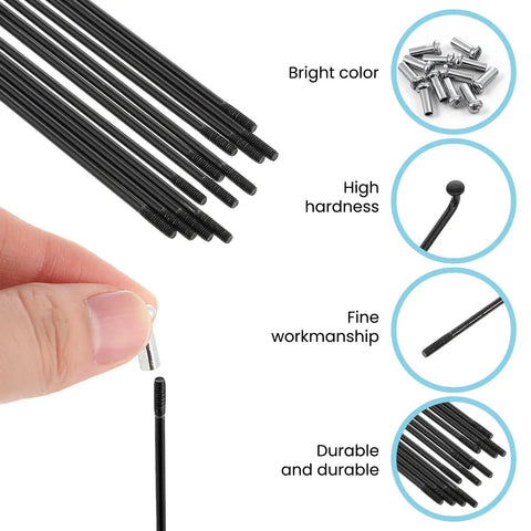 12 Pack 290mm Stainless Steel 14G Bike Spokes With 12Mm Nipples Black Electroplated For Mountain And Road Wheels Heavy Duty Rust Resistant Set