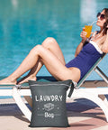 Two Pack Large Travel Laundry Bags Waterproof Wet And Dry With Drawstring Closure by poolside, ideal for swimwear