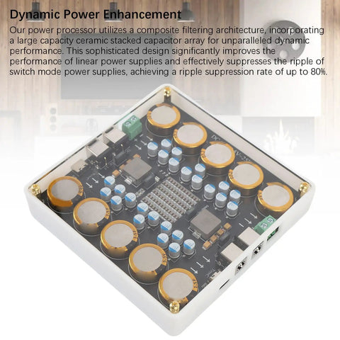 Heavy Duty Dc Power Conditioner 5V To 25V Offering 10 Amp with ceramic capacitors for audio equipment noise reduction.
